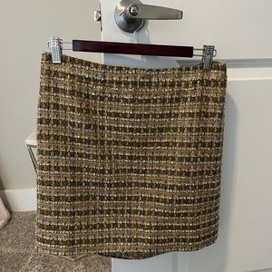 J.Crew Gold Metallic Tweed Skirt size 2